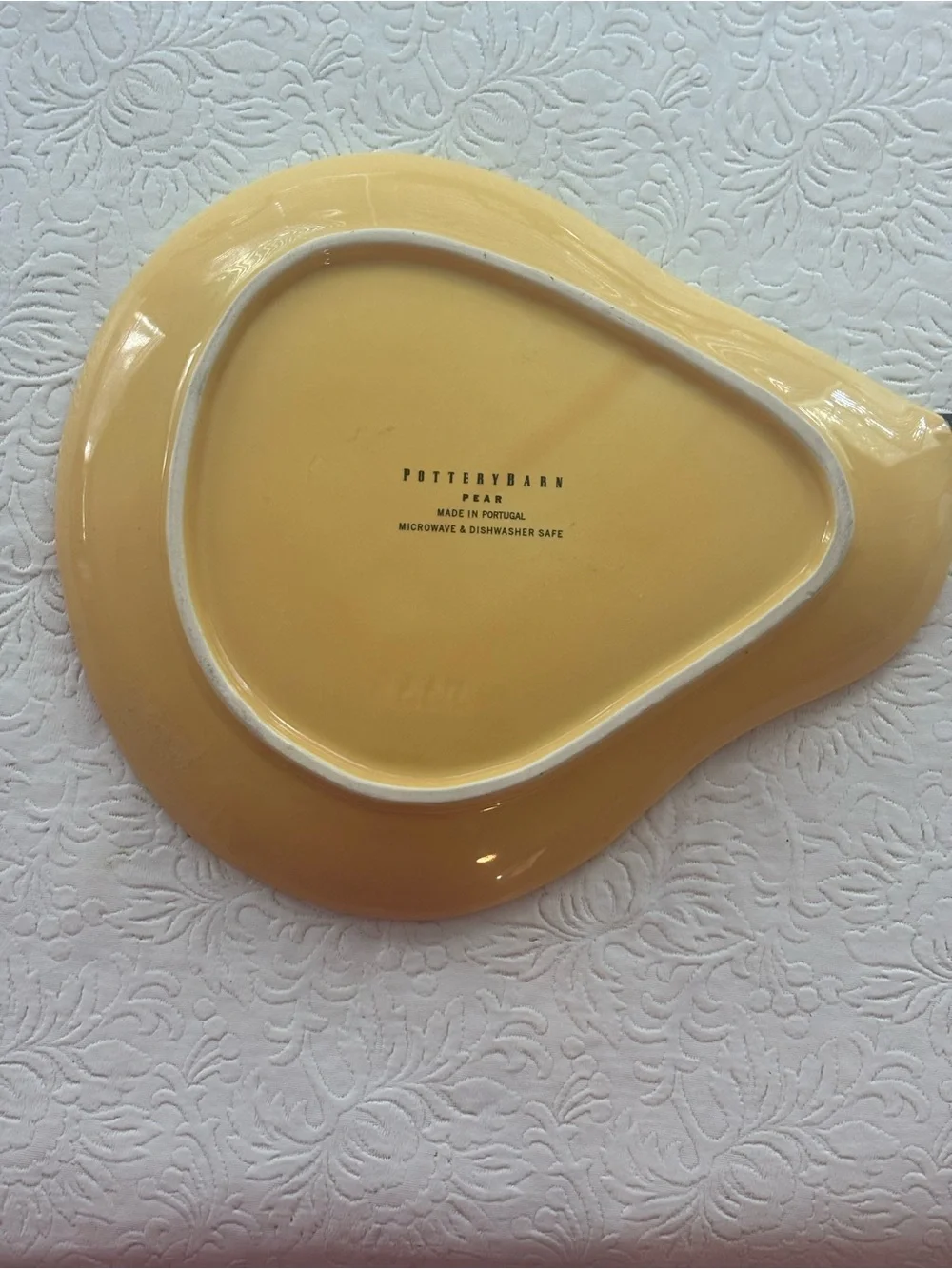 Set of 4 Vintage Pottery Barn Yellow-Orange Pear-Shaped Ceramic Serving Plates